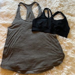 Lululemon gray tank & black sports bra